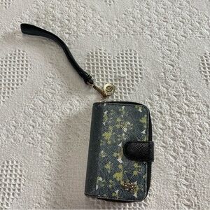 Disney Black and Yellow Floral Wallet with Wrist Strap